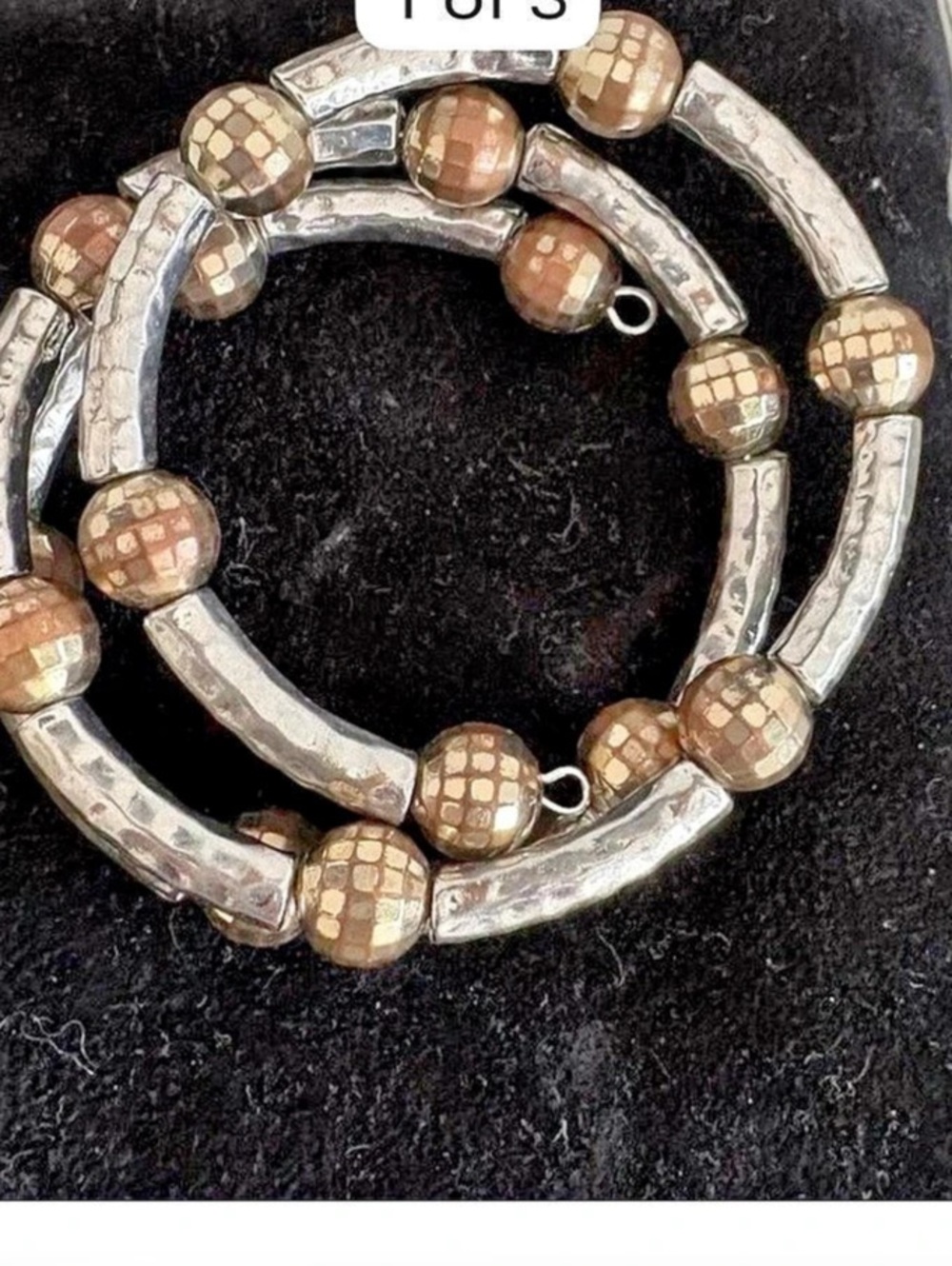 Beaded Stretch Bracelet Set in Silver & hold 16Like New attached one size